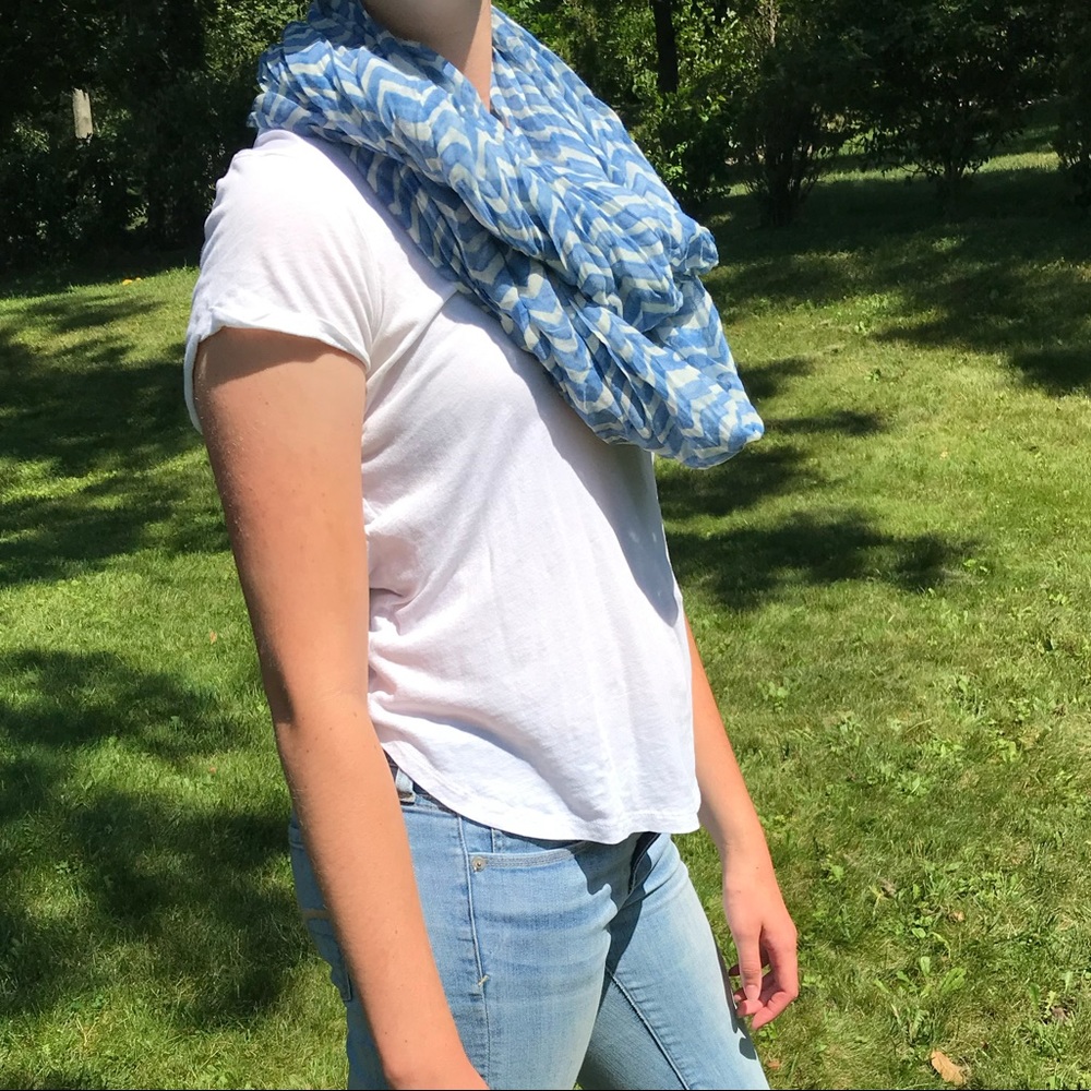 Blue Chevron Infinity Scarf